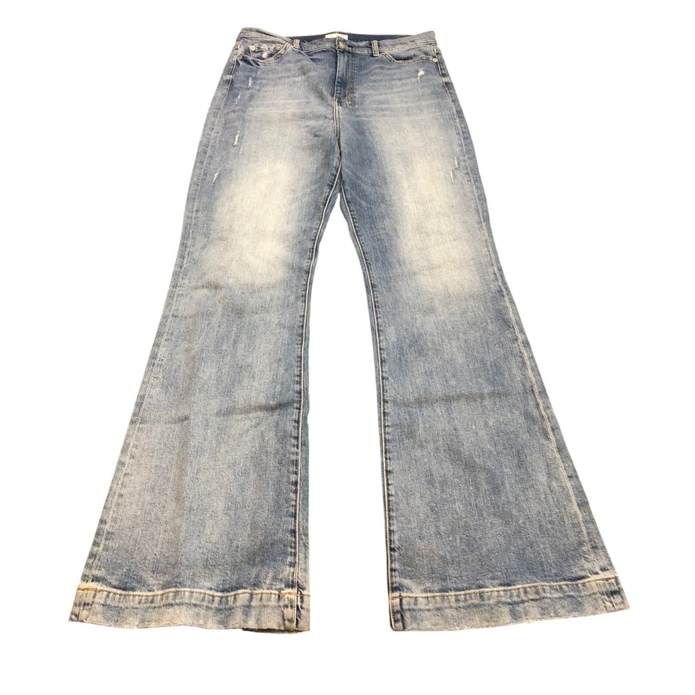 7 For All Mankind Ultra High Rise Dojo Jeans Womens 32 Blue Wide Leg Flare Denim
